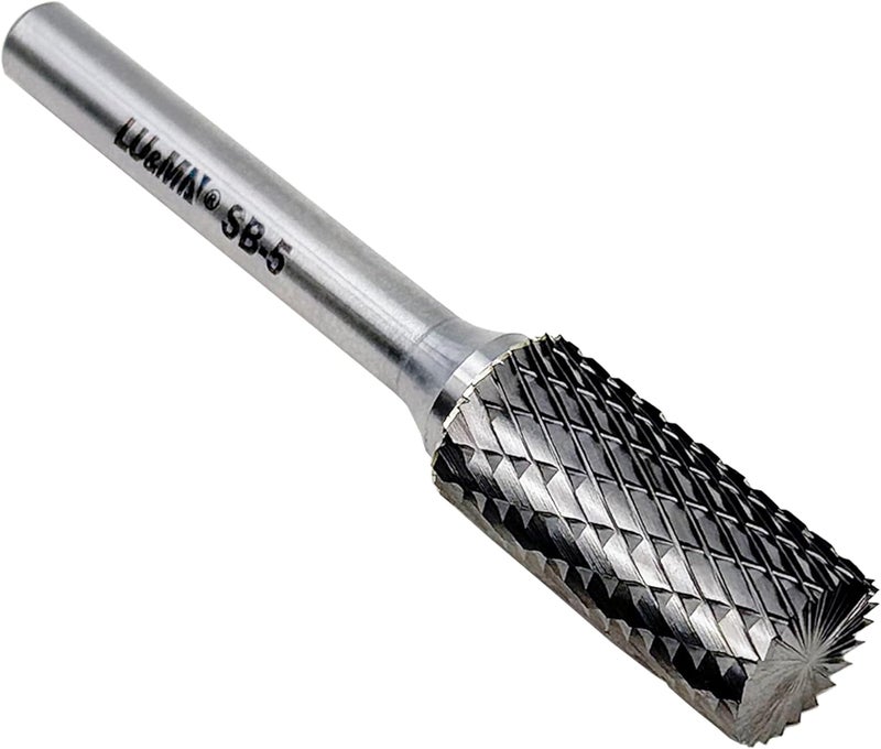 LU&MN SB-5 Tungsten Carbide Burr Cylinder Shape Double Cut Rotary Burrs File(1/2''cutter Dia,1''Cutter Length) with 1/4'' (6.35mm) Shank dia, by - Image 2